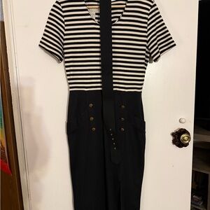 Black & White Striped Nautical Jumpsuit
